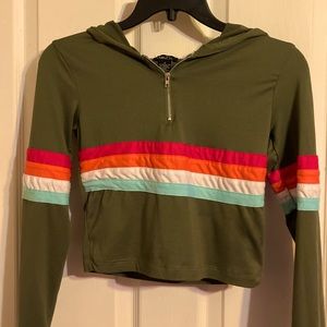 Navy green stripped cropped top